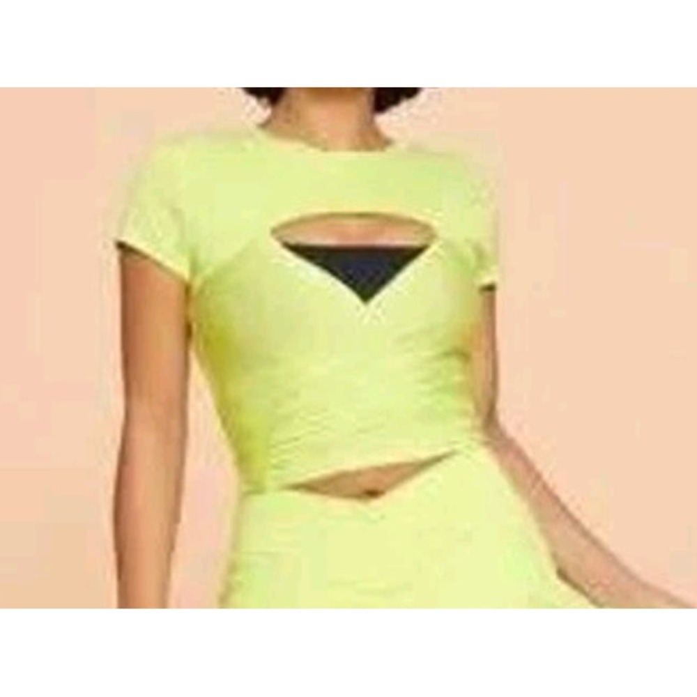 Blogilates Women's Size L Short Sleeve Reversible Bow Back Tee Limeade